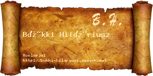 Bükki Hiláriusz névjegykártya